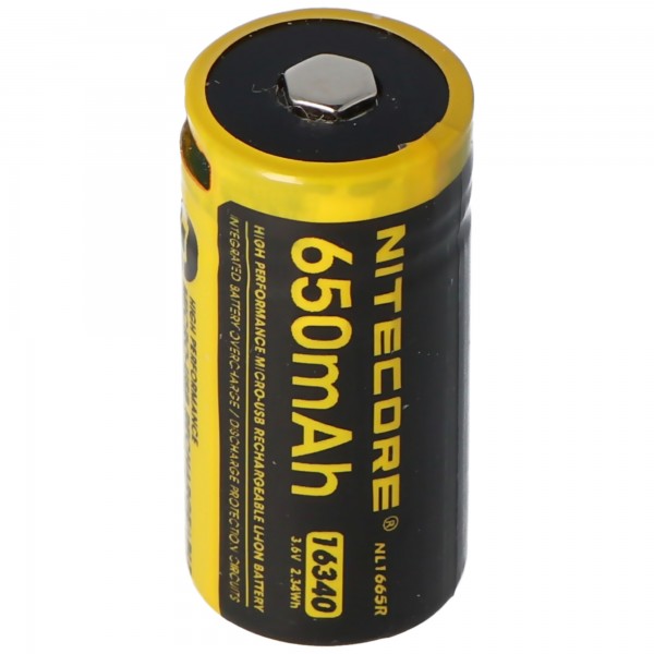 Nitecore Li-Ion batterie de type 16340 - 650mAH - NL1665R