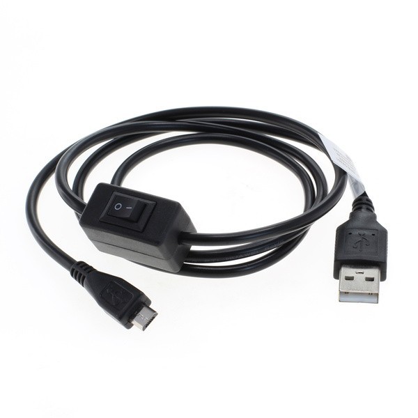 Câble de charge AccuCell Micro-USB 2.5A avec interrupteur intégré 1.0m - noir