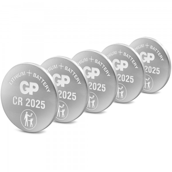 CR2025 GP pile bouton lithium 3V 5 pièces