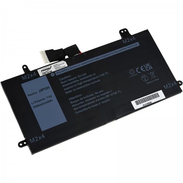 Batterie adaptée pour ordinateur portable Dell 12 5285, 5290, type J0PGR etc. - 7,6 V - 5500 mAh
