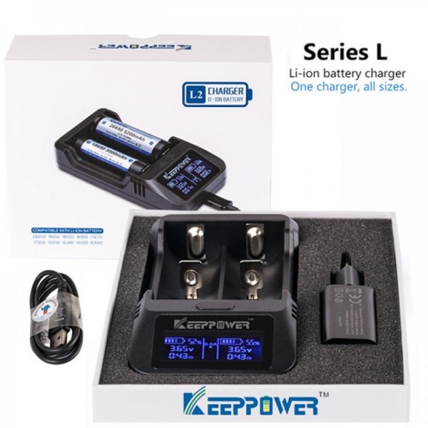 Keeppower LCD Chargeur 2-Lions LCD Li-ion pour 10440, 14430, 14500, 14650, 16340, 18350