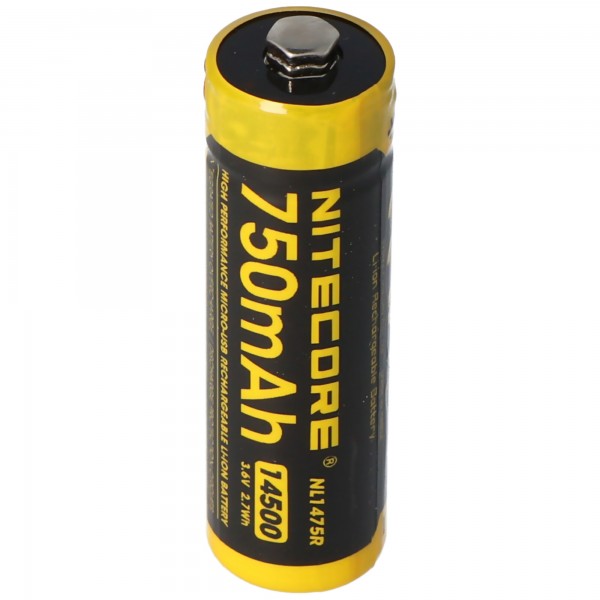 Nitecore batterie Li-Ion type 14500 - 750mAh - NL1475R