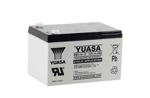 Batterie Yuasa REC14-12 12V 14Ah Yuasa Cyclic VRLA, faible autodécharge, optimisée pour les applications cycliques
