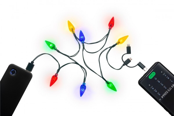 Câble de chargement USB pour smartphone Goobay avec lumières LED - avec 8 lumières colorées, charge les smartphones Android populaires, les iPhones, les appareils USB-C™ et micro USB