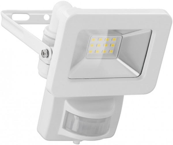 Spot d'extérieur LED Goobay, 10 W, avec détecteur de mouvement - avec 850 lm, lumière blanche neutre (4000 K), capteur PIR avec fonction ON/OFF et presse-étoupe M16, adapté à une utilisation en extérieur (IP44)