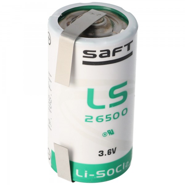 SAFT LS26500 Batterie au lithium Li-SOCI2, taille C avec cosse à souder en forme de U