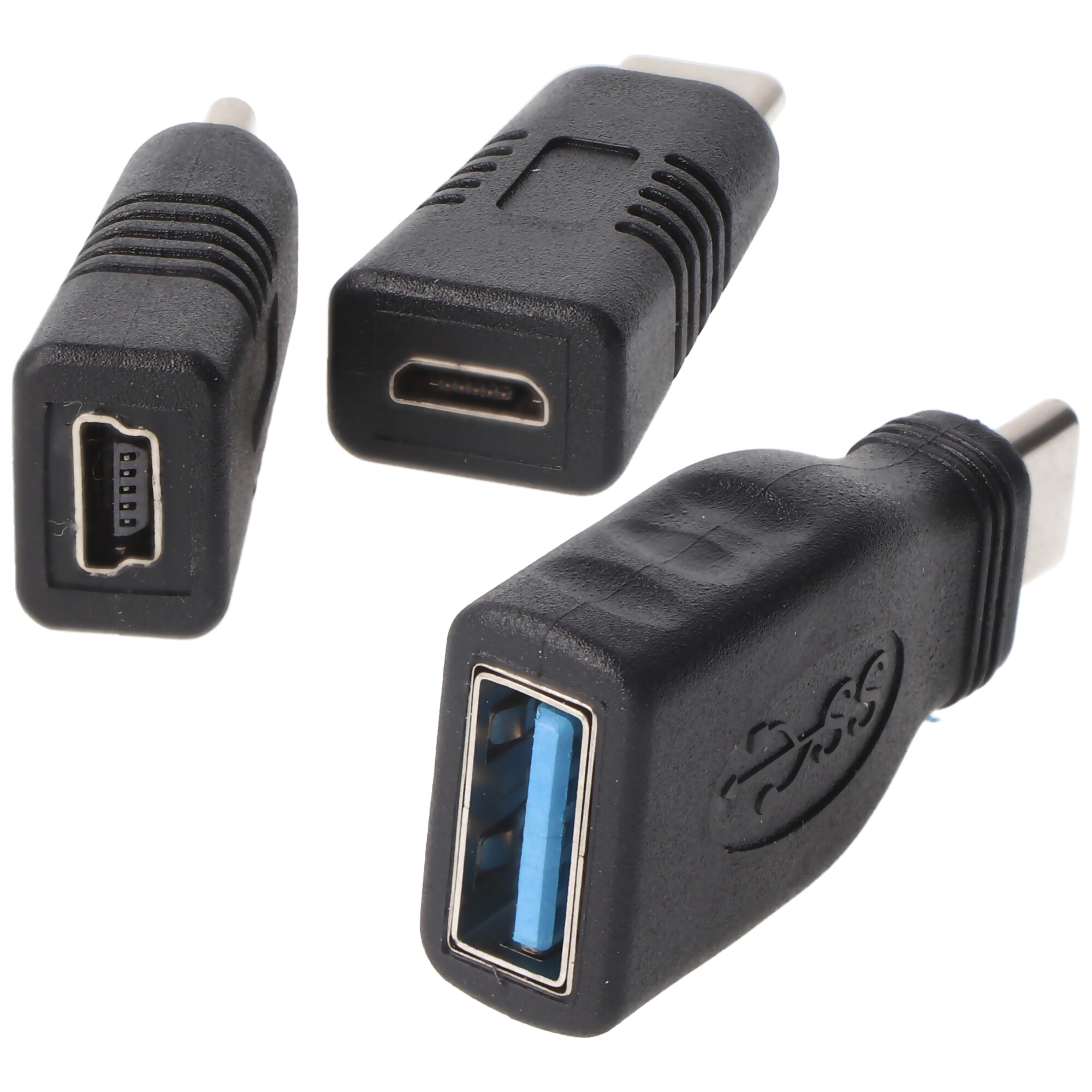 Lot de 3 adaptateurs pour connecteur Micro-USB et Mini-USB vers USB-C, Chargeurs pour USB-C, Chargeurs