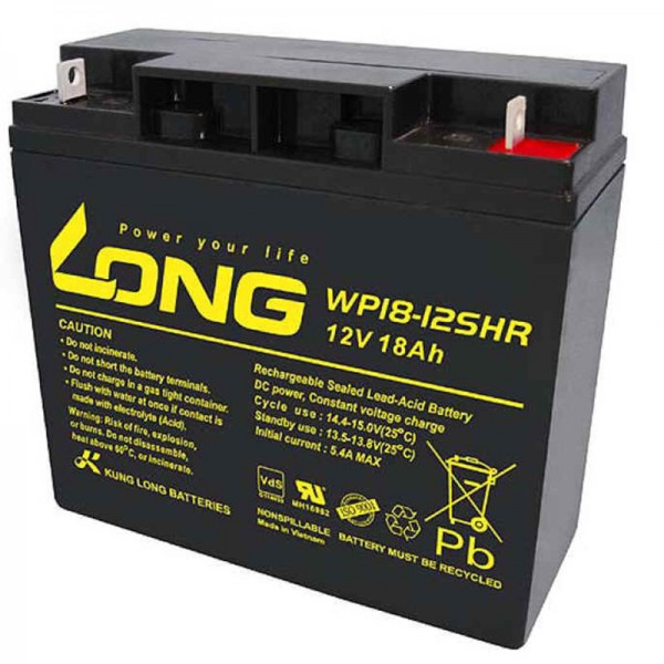 Kung Long WP18-12SHR - Batterie rechargeable - Câble PB - 12 volts avec 18 Ah, avec borne à vis à tête plate M5, 181 x 76 x 167mm