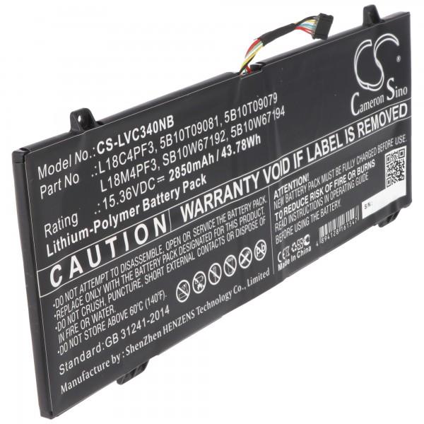 Batterie adaptée pour Lenovo L18M4PF3, 5B10T09079, Lenovo IdeaPad C340-14IWL, 15.36V, 2850mAh