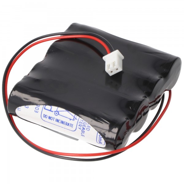 Batterie d'éclairage de secours NiCd 4.8V 860mAh F1x4 Mignon AA avec câble et fiche adaptée à la série ESYLUX SLA LED