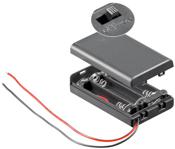 Support de piles Goobay 3x AAA (Micro) - extrémités de câble lâches, commutables, hydrofuges