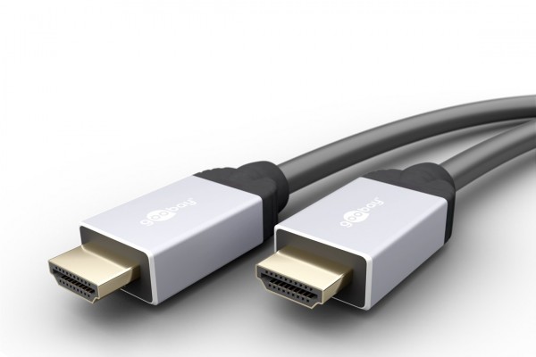 Câble HDMI haut débit avec Ethernet, connecteur HDMI de type A vers connecteur HDMI de type A, surfaces de contact plaquées or et protection optimisée contre les torsions