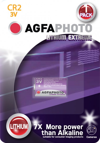 Agfaphoto Batterie Lithium, CR2, 3V Extreme Photo, Blister au détail (1-Pack)