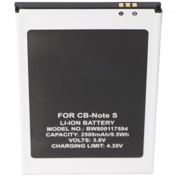 Batterie Li-Ion - 2500mAh (3.7V) pour téléphones portables, smartphones, téléphones tels que Cubot Note S