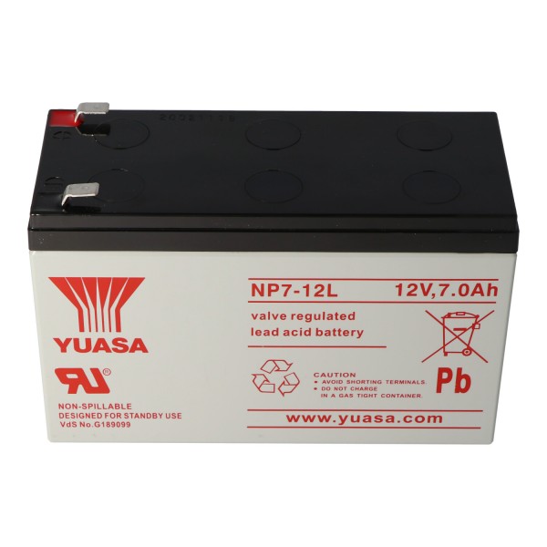 YUASA NP7-12L Batterie Fil PB 12 Volts 7000mAh avec Contacts 6.3mm
