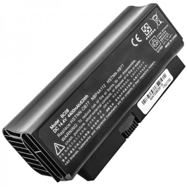 Batterie compatible pour HP Compaq 482372-322, HSTNN-XB77, HSTNN-OB77 14,4 Volt 4400mAh