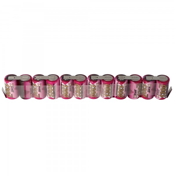 Pack de batteries 14,4 Volt avec 1300mAh composé de 12 batteries rechargeables NiMH 2 2 / 3A 204 x 17 x 29 mm