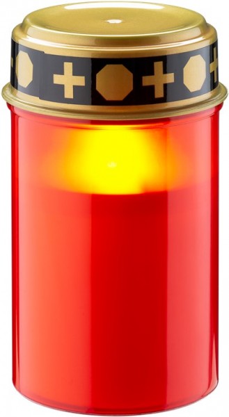 Lampe funéraire LED Goobay, rouge - avec un effet de scintillement réaliste, blanc chaud (3000 K), à piles (2x AA), pour une utilisation intérieure et extérieure (IP44)