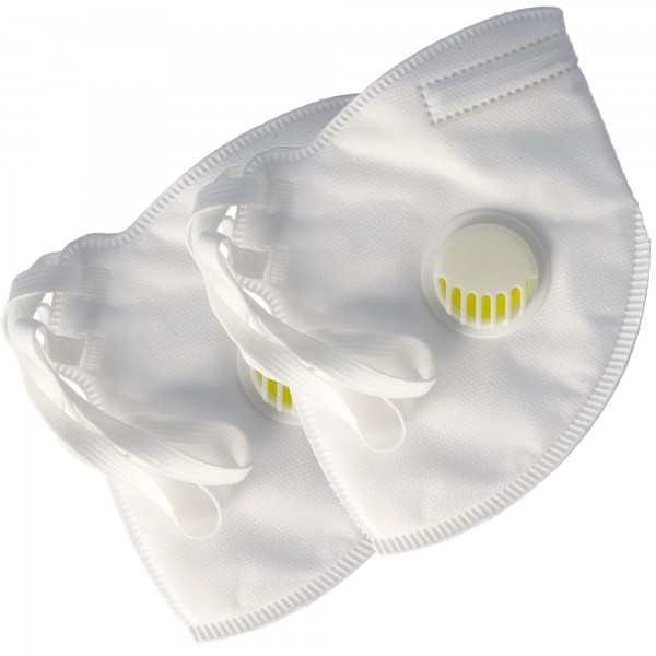 2 pièces Masque de protection FFP3 Premium 5 plis avec valve, pack d'alimentation, certifié selon DIN EN149: 2001 + A1: 2009, demi-masque filtrant les particules