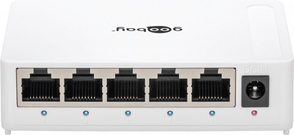 Commutateur réseau Goobay 5 ports Gigabit Ethernet - 5x prises RJ45, auto-négociation, 1000 Mbit/s