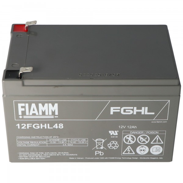 Fiamm 12FGHL48 batterie au plomb PB 12 Volts 12000mAh avec contacts Faston 6.3mm