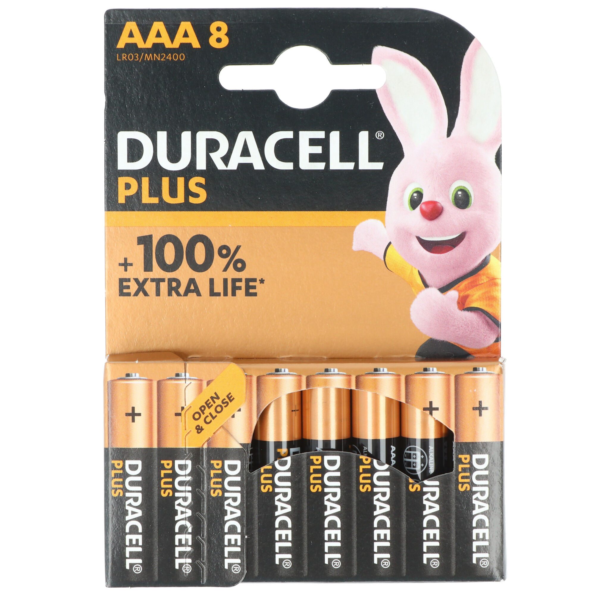 Blister de 4 piles alcalines Duracell Plus 1,5V - AAA, LR03, MN2400