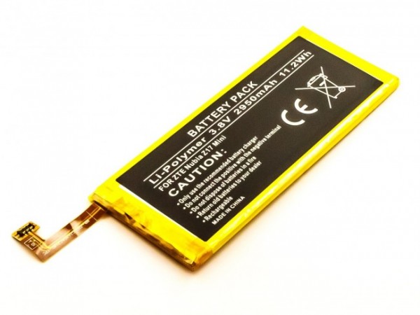 Batterie pour ZTE Nubia Z17 Mini, Li-Polymer, 3.8V, 2950mAh, 11.2Wh, intégrée, sans outil