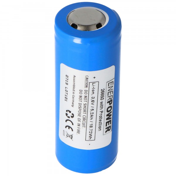 Batterie Enerpower 26650 Li-Ion 4700mAh Carte électronique 3.6V - 3.7V (à dessus plat)