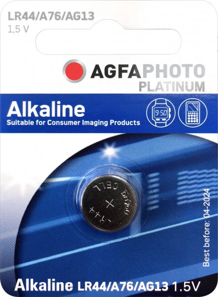 Agfaphoto Pile alcaline, pile bouton, LR44, V13GA, alimentation 1,5 V, blister de vente au détail (1 paquet)