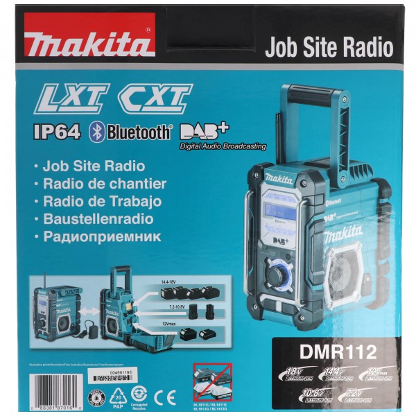 Radio de site batterie Makita DMR112 Radio FM, DAB Plus, Bluetooth, sans batterie et chargeur