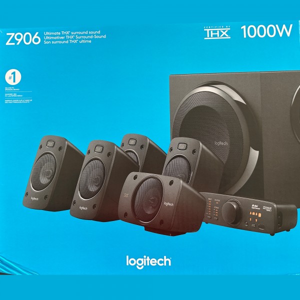 Logitech Speaker Z906, audio, surround 5.1, subwoofer 500W, THX-DD-DTS, noir, vente au détail