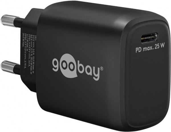 Goobay Chargeur rapide USB-C™ PD (25 W) noir - 1x port USB-C™ (Power Delivery) - noir