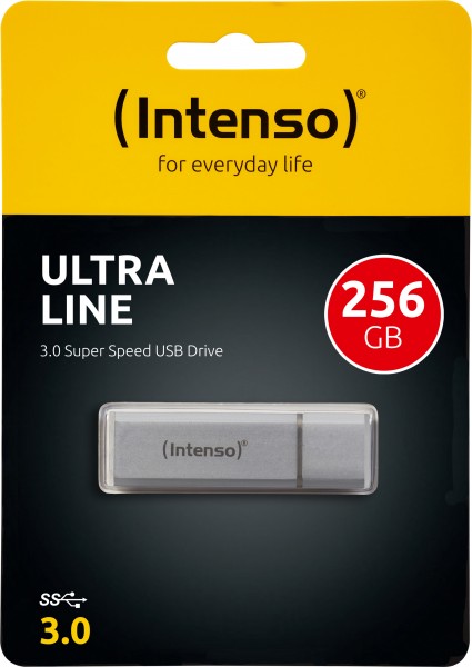 Clé USB 3.0 Intenso 256 Go, Ultra Line, argent type A, (R) 70 Mo/s, blister de vente au détail