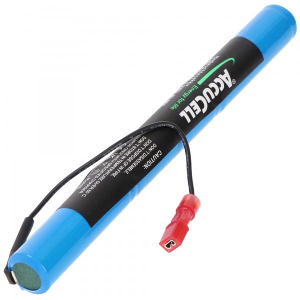Batterie lumière de secours NiCd 3,6V 860mAh L1x3 Mignon AA avec fiche Faston 2,8mm + pôle et câble 110mm et prise Faston 2,8mm - Pôle à la place de Onelux AA09