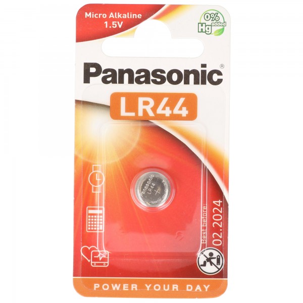 Piles bouton Panasonic LR44 V13GA, A76, 82, LR1154, 357A