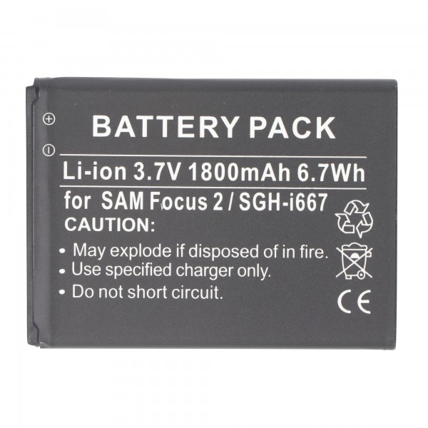 Samsung SGH-I667, Focus 2, EB494865VA batterie de remplacement de AccuCell