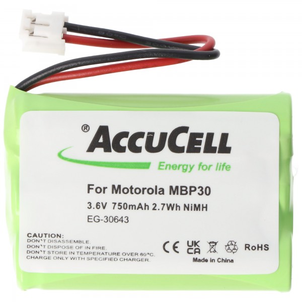 Batterie pour Motorola MBP30, NiMH, 3.6V, 750mAh, 2.7Wh