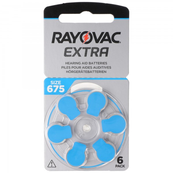 Rayovac Batterie zinc-air, 675, 1,4 V extra avancé, blister de vente au détail (paquet de 6)