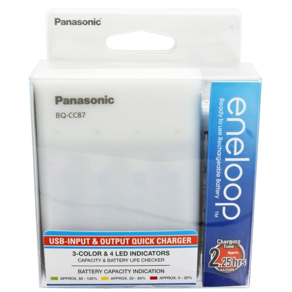 Panasonic eneloop BQ-CC87 Chargeur USB Smart Charge pour 4 piles NiMH Micro AAA et Mignon AA