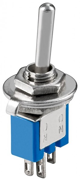 Interrupteur à bascule Goobay subminiature, 1x UM, 3 broches, boîtier bleu - idéal pour le bricolage ou le modélisme