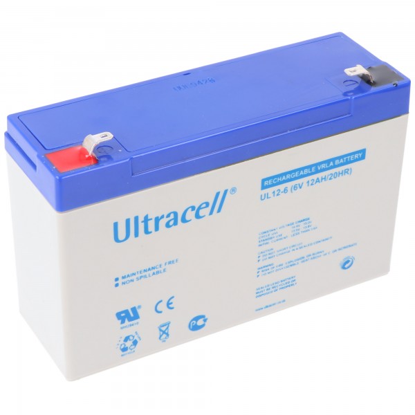 Batterie au plomb Ultracell UL12-6 6V 12Ah Batterie au plomb AGM