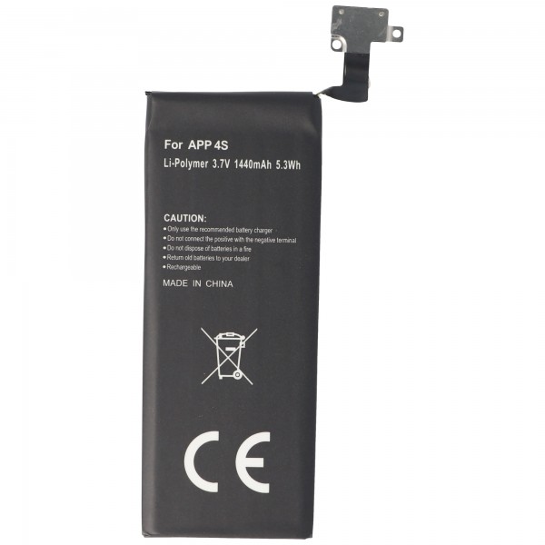 AccuCell batterie adaptée pour Apple iPhone 4S batterie, 616-0579, GB-S10-423282-0100, 1440mAh