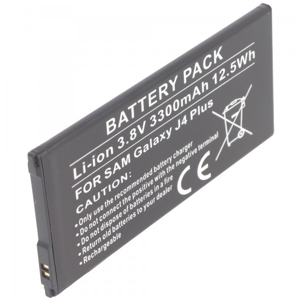 Batterie pour Samsung Galaxy J4 Plus, Li-Polymer, 3.8V, 3300mAh, 12.5Wh
