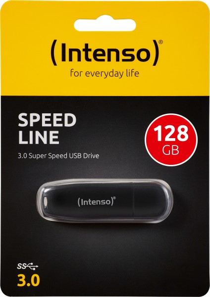 Clé Intenso USB 3.0 128 Go, Speed Line, noir type A, (R) 70 Mo/s, blister de vente au détail