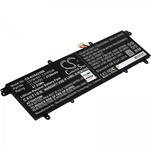 Batterie pour ordinateur portable Asus VivoBook S14 M433IA-EB069T, S15 M533IA-BQ097T, type C31POJH - 11,55V - 4150 mAh