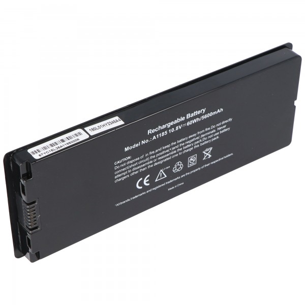 AccuCell batterie compatible avec Apple Macbook 13 A1185, MA561 Noir
