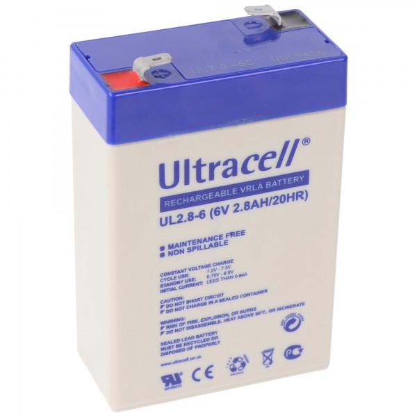Batterie au plomb Ultracell UL2.8-6 6V 2.8Ah Batterie au plomb AGM