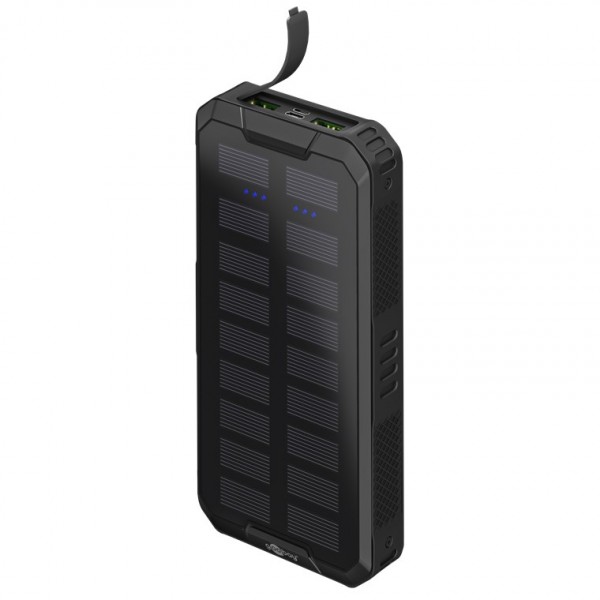 Goobay Outdoor batterie externe à charge rapide avec énergie solaire 20 000 mAh (USB-C™ PD, QC 3.0) - Bloc d'alimentation polyvalent robuste pour une utilisation en extérieur