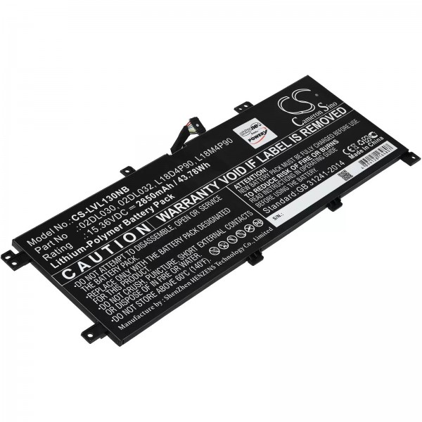 Batterie pour ordinateur portable Lenovo ThinkPad L13 Yoga Gen 2 20VLS01300, L13 Yoga 20R5001XAU, type L18M4P90 - 15,36V - 2850 mAh
