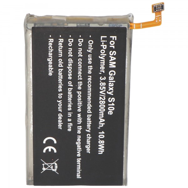 Batterie pour Samsung Galaxy S10e, Li-Polymer, 3.85V, 2800mAh, 10.8Wh, intégrée, sans outil